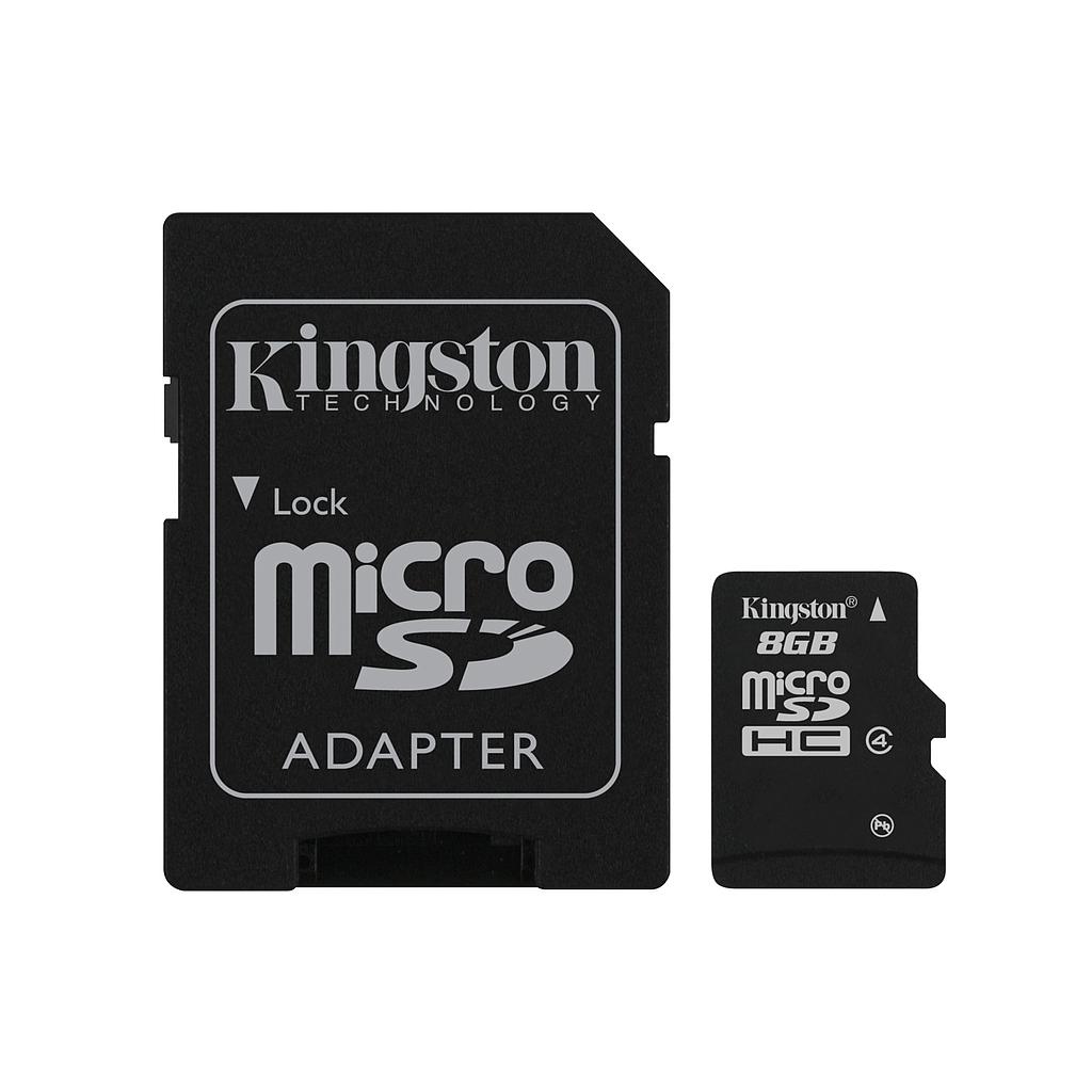 Карта памяти Kingston microSDHC 8GB Class4 + adapter [SDC4/8GB]